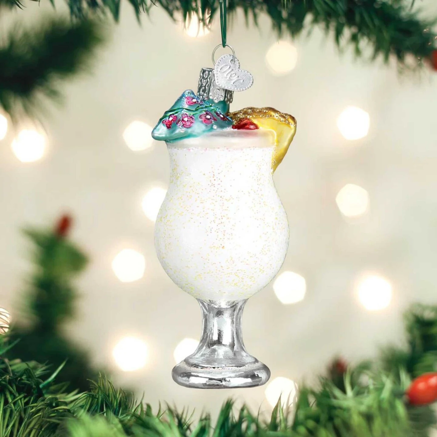 Old World Christmas 4.0 Inch Piña Colada Tree Ornament , Ornament Rum Pinnapple White 5 Old World Christmas 4.0 Inch Piña Colada Tree Ornament , Ornament Rum Pinnapple White - Image 3