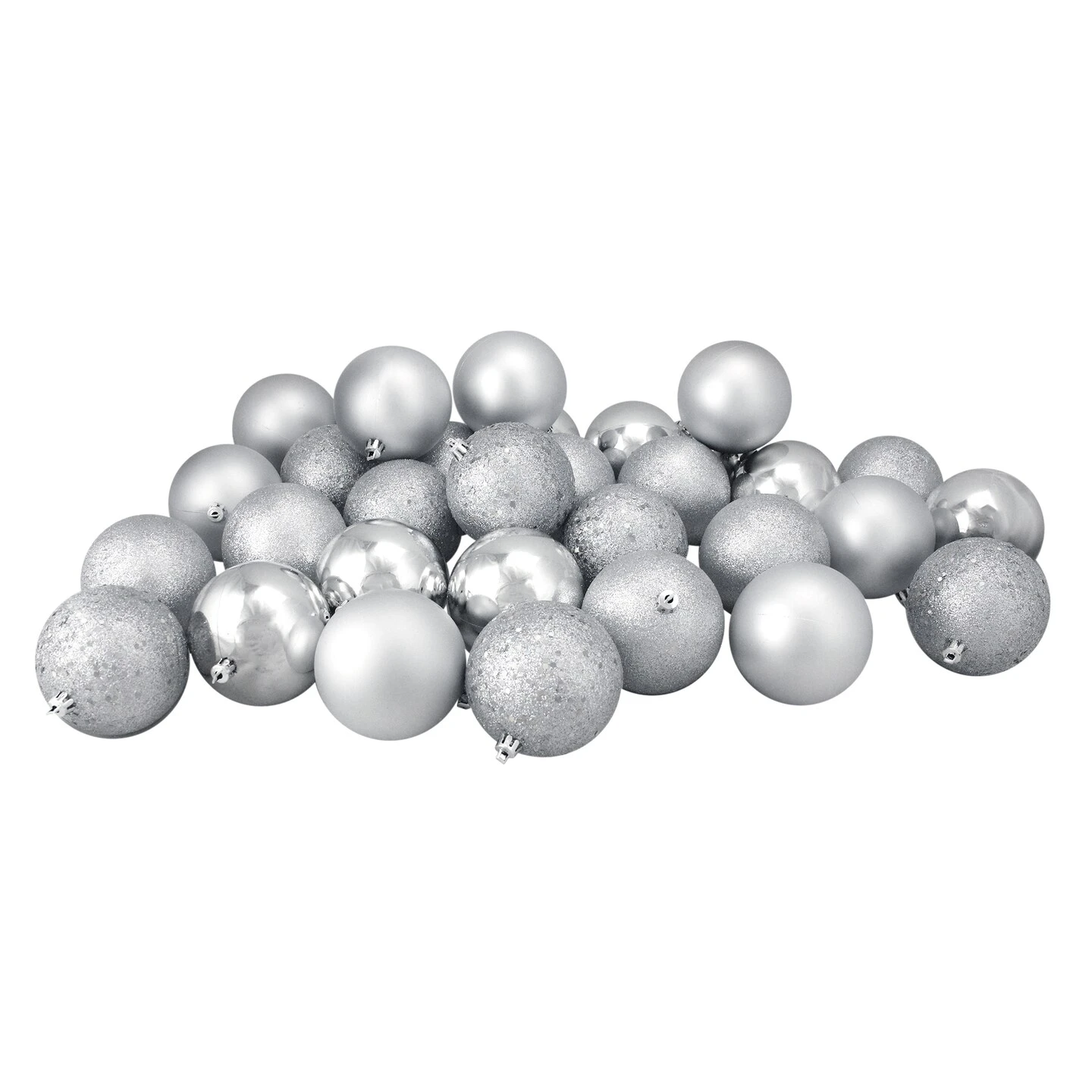 Northlight Shatterproof 4 Finish Christmas Ball Ornaments 3.25" (80mm) - Silver - 32ct 4 Northlight Shatterproof 4 Finish Christmas Ball Ornaments 3.25" (80mm) - Silver - 32ct - Image 2