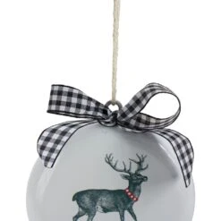Northlight Reindeer "Merry Christmas" With A Plaid Bow Glass Disc Ornament - 4.5" - White And Black 11 Northlight Reindeer "Merry Christmas" With A Plaid Bow Glass Disc Ornament - 4.5" - White And Black -Northlight Shop 8070813985522180768