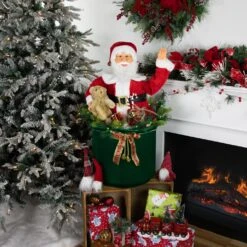 Northlight LED Lighted And Animated Gift Bag With Santa Claus Christmas Figure - 32" Red 11 Northlight LED Lighted And Animated Gift Bag With Santa Claus Christmas Figure - 32" Red -Northlight Shop 8070830823767401120