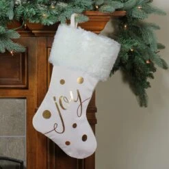 Northlight 19" Ivory White And Gold "Joy" Christmas Stocking With White Faux Fur Cuff 8 Northlight 19" Ivory White And Gold "Joy" Christmas Stocking With White Faux Fur Cuff -Northlight Shop 8070830825634390688