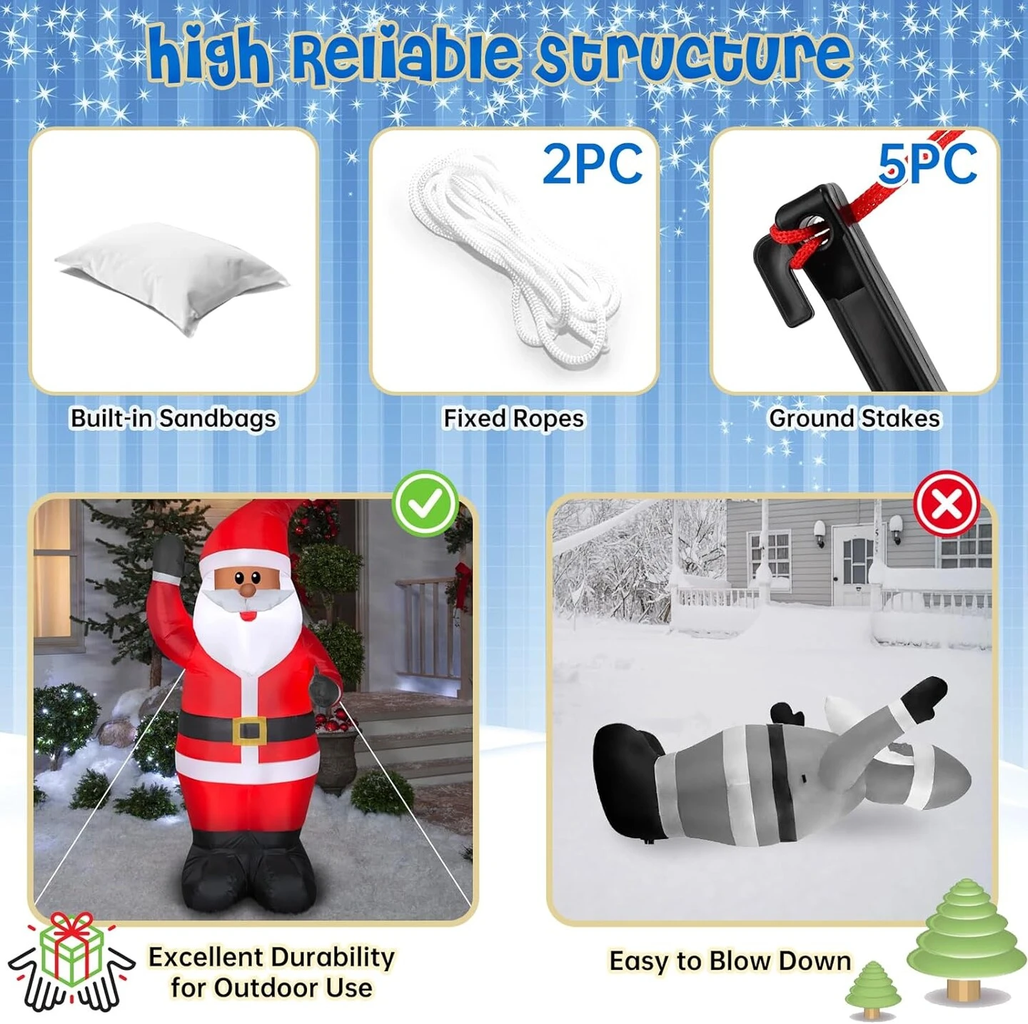 6FT Inflatables Santa Clauswith Built-in LED Light 11 6FT Inflatables Santa Clauswith Built-in LED Light - Image 9