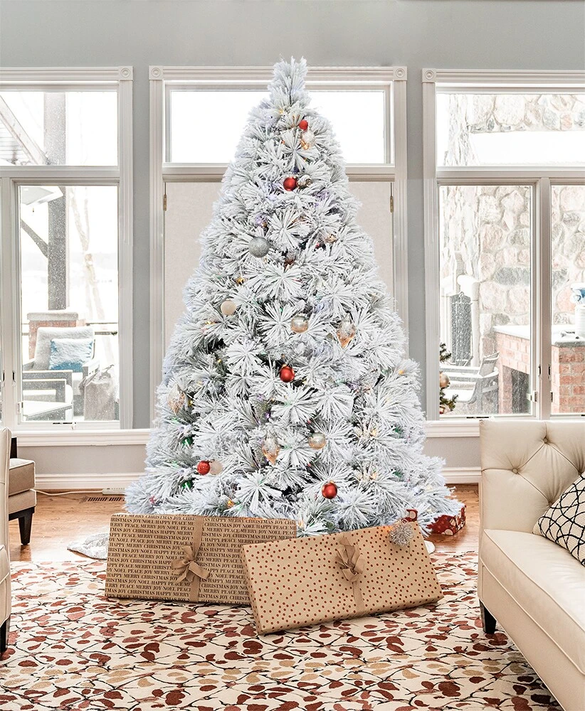 Perfect Holiday Pre-lit Atka Pine Flocked Christmas Tree With Metal Stand 8 Perfect Holiday Pre-lit Atka Pine Flocked Christmas Tree With Metal Stand - Image 6