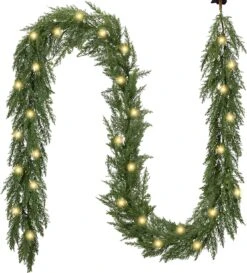 9FT Lighted Artificial Christmas Garland 22 9FT Lighted Artificial Christmas Garland -Northlight Shop 98080261806000 1