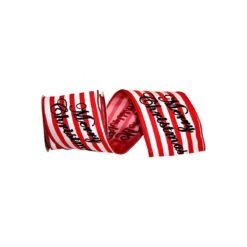 4" Merry Christmas Embroidered Striped Ribbon: Red & White (5 Yards) 10 4" Merry Christmas Embroidered Striped Ribbon: Red & White (5 Yards) -Northlight Shop 98081687365552 1
