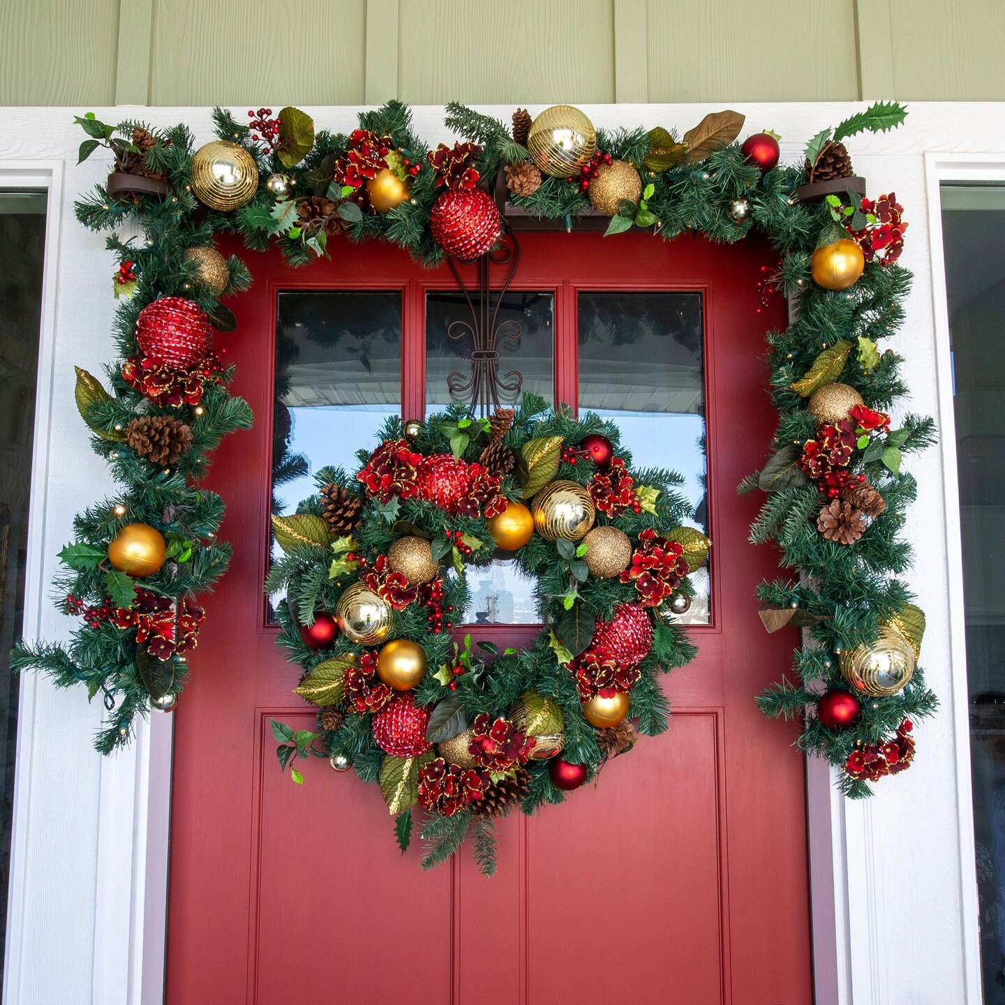 9 Ft. Artificial Christmas Garland With Lights - Scarlet Hydrangea 20 9 Ft. Artificial Christmas Garland With Lights - Scarlet Hydrangea - Image 18