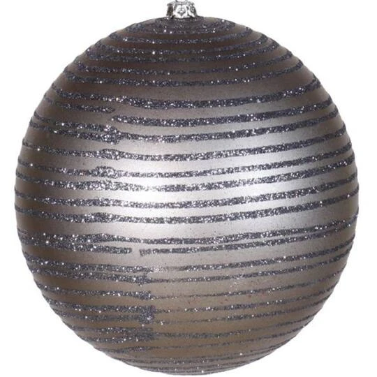 Northlight Pewter Glitter Striped Shatterproof Christmas Ball Ornament 4" 6 Northlight Pewter Glitter Striped Shatterproof Christmas Ball Ornament 4" - Image 4