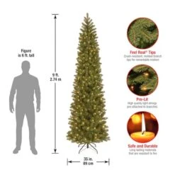 9ft. Pre-lit Feel Real® Downswept Douglas Fir Pencil Artificial Christmas Tree, Clear Lights 16 9ft. Pre-lit Feel Real® Downswept Douglas Fir Pencil Artificial Christmas Tree, Clear Lights -Northlight Shop D039985S 16
