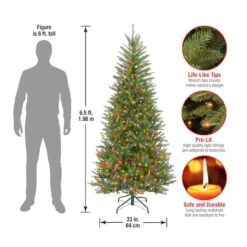 6.5 Ft. Pre-Lit Dunhill® Fir Slim Artificial Christmas Tree, Multicolor Lights 16 6.5 Ft. Pre-Lit Dunhill® Fir Slim Artificial Christmas Tree, Multicolor Lights -Northlight Shop D040009S 16