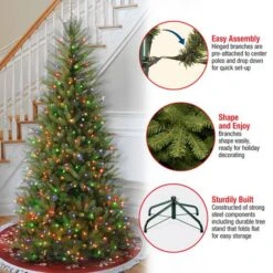 6.5 Ft. Pre-Lit Dunhill® Fir Slim Artificial Christmas Tree, Multicolor Lights 17 6.5 Ft. Pre-Lit Dunhill® Fir Slim Artificial Christmas Tree, Multicolor Lights -Northlight Shop D040009S 17