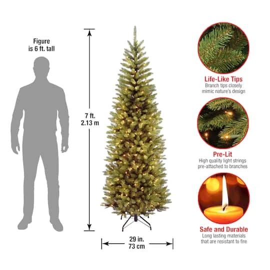 7ft. Pre-lit Kingswood Fir Pencil Artificial Christmas Tree, Clear Lights 9 7ft. Pre-lit Kingswood Fir Pencil Artificial Christmas Tree, Clear Lights - Image 7