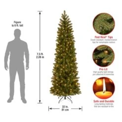 7.5 Ft. Pre-lit Feel Real® Hinged Down Swept Douglas Fir Pencil Artificial Christmas Tree, Clear Lights 16 7.5 Ft. Pre-lit Feel Real® Hinged Down Swept Douglas Fir Pencil Artificial Christmas Tree, Clear Lights -Northlight Shop D040076S 16