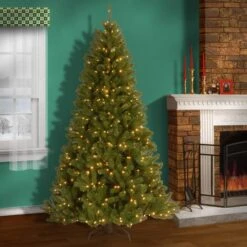 7.5 Ft. Pre-lit Hinged North Valley Spruce Medium Artificial Christmas Tree, Clear Lights -Northlight Shop D040096S 15