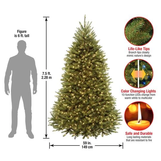 7.5 Ft. Pre-Lit Dunhill® Fir Full Artificial Christmas Tree, Dual Color® LED Lights 11 7.5 Ft. Pre-Lit Dunhill® Fir Full Artificial Christmas Tree, Dual Color® LED Lights - Image 9