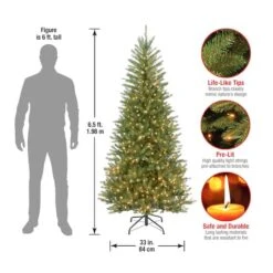 6.5 Ft. Pre-Lit Dunhill® Fir Slim Artificial Christmas Tree, Clear Lights 16 6.5 Ft. Pre-Lit Dunhill® Fir Slim Artificial Christmas Tree, Clear Lights -Northlight Shop D040108S 16