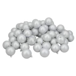 Northlight 60ct Matte Silver Splendor Shatterproof Ball Ornaments -Northlight Shop D046307S 11