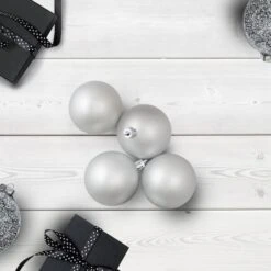Northlight 60ct Matte Silver Splendor Shatterproof Ball Ornaments -Northlight Shop D046307S 12