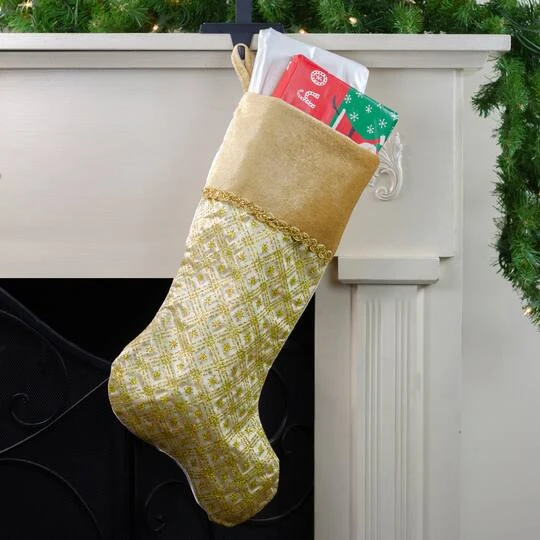 Northlight 20.5" Gold Glitter Star Christmas Stocking 6 Northlight 20.5" Gold Glitter Star Christmas Stocking - Image 4