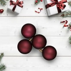 Northlight 60ct Matte Burgundy Red Shatterproof Ball Ornaments -Northlight Shop D046590S 12