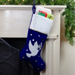 Northlight 20.5" Royal Blue Velvet Dove Christmas Stocking 10 Northlight 20.5" Royal Blue Velvet Dove Christmas Stocking -Northlight Shop D046696S 12