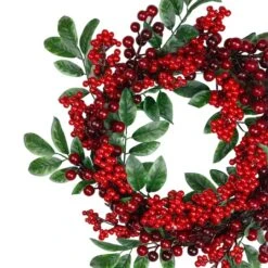 Northlight 18" Red Berries & Two-Tone Green Leaves Artificial Wreath, Unlit -Northlight Shop D046748S 13