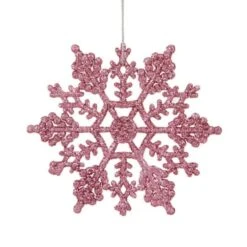 Northlight 24ct Mauve Pink Glitter Snowflake Ornaments -Northlight Shop D046757S 1 1