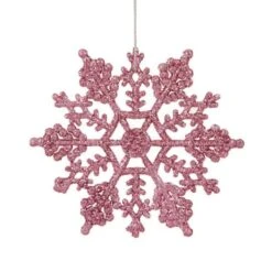 Northlight 24ct Mauve Pink Glitter Snowflake Ornaments -Northlight Shop D046757S 11