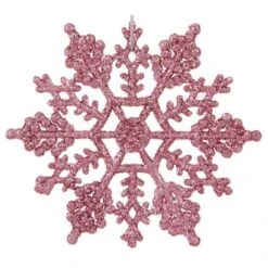 Northlight 24ct Mauve Pink Glitter Snowflake Ornaments -Northlight Shop D046757S 12