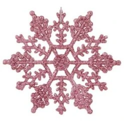 Northlight 24ct Mauve Pink Glitter Snowflake Ornaments -Northlight Shop D046757S 2