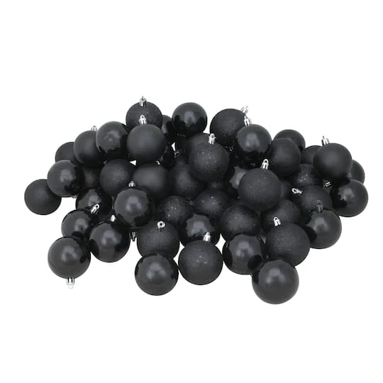 Northlight 60ct Jet Black Shatterproof 4-Finish Ball Ornaments 5 Northlight 60ct Jet Black Shatterproof 4-Finish Ball Ornaments - Image 3
