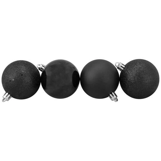 Northlight 60ct Jet Black Shatterproof 4-Finish Ball Ornaments 7 Northlight 60ct Jet Black Shatterproof 4-Finish Ball Ornaments - Image 5