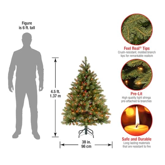 4.5 Ft. Pre-Lit Feel Real® Downswept Douglas Full Artificial Christmas Tree, Multicolor Lights 7 4.5 Ft. Pre-Lit Feel Real® Downswept Douglas Full Artificial Christmas Tree, Multicolor Lights - Image 5