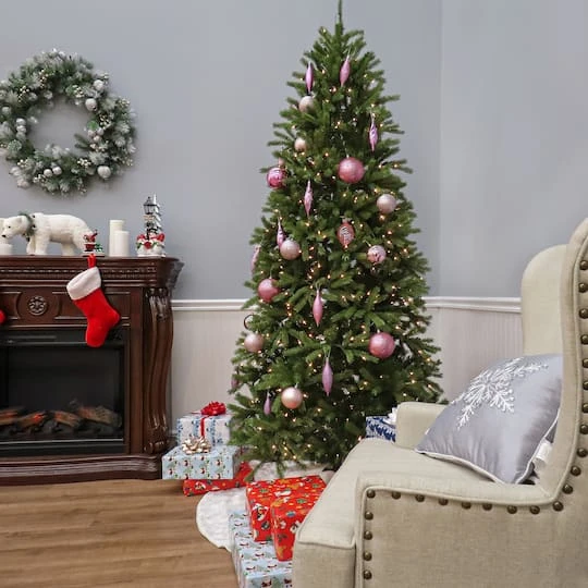 6.5 Ft. Pre-Lit Feel Real® Jersey Fraser Fir Pencil Slim Artificial Christmas Tree, Clear Lights 8 6.5 Ft. Pre-Lit Feel Real® Jersey Fraser Fir Pencil Slim Artificial Christmas Tree, Clear Lights - Image 6