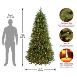 7.5ft. Pre-Lit Feel Real® Jersey Frasier Fir Slim Artificial Christmas Tree, Clear Lights -Northlight Shop D048091S 16