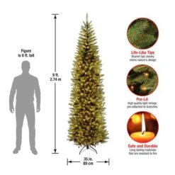 9 Ft. Pre-Lit Kingswood™ Fir Pencil Artificial Christmas Tree, Clear Lights -Northlight Shop D048092S 15