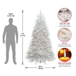 7ft. Prelit Dunhill® White Fir Artificial Christmas Tree, Clear Lights -Northlight Shop D205065S 18