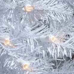 7ft. Prelit Dunhill® White Fir Artificial Christmas Tree, Clear Lights -Northlight Shop D205065S 4