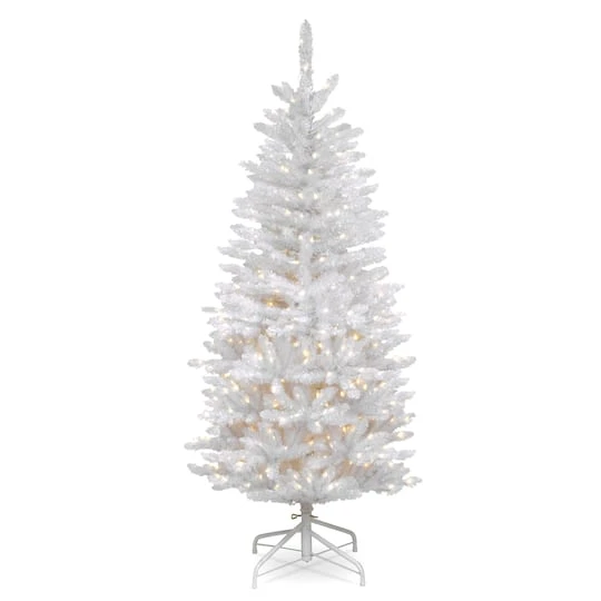 4.5ft. Pre-Lit Kingswood® White Fir Pencil Artificial Christmas Tree, Clear Lights 3 4.5ft. Pre-Lit Kingswood® White Fir Pencil Artificial Christmas Tree, Clear Lights