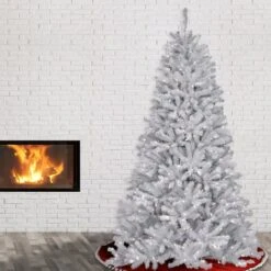 7ft. Pre-Lit North Valley® White Spruce Artificial Christmas Tree With Clear Lights -Northlight Shop D205107S 12