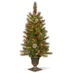 4ft. Pre-Lit Feel Real® Bristle Berry Artificial Entrance Christmas Tree, Clear Lights