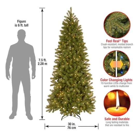 7ft. Pre-Lit Feel Real® Downswept Douglas® Fir Artificial Christmas Tree, 300 Dual Color® LED Lights 8 7ft. Pre-Lit Feel Real® Downswept Douglas® Fir Artificial Christmas Tree, 300 Dual Color® LED Lights - Image 6