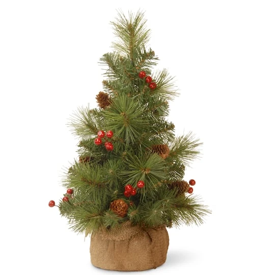 18" Unlit Everyday Collection Miniature Pinecone & Berry Artificial Christmas Tree In Burlap Base 3 18" Unlit Everyday Collection Miniature Pinecone & Berry Artificial Christmas Tree In Burlap Base