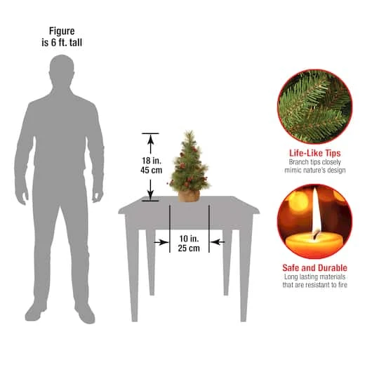 18" Unlit Everyday Collection Miniature Pinecone & Berry Artificial Christmas Tree In Burlap Base 7 18" Unlit Everyday Collection Miniature Pinecone & Berry Artificial Christmas Tree In Burlap Base - Image 5