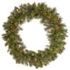 36" Crestwood Spruce Wreath With Silver Bristle, Cones, Red Berries & Glitter With 200ct. Clear Lights -Northlight Shop D206591S 1