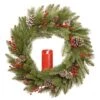 24" Feel Real® Bristle Berry Wreath With Red Electronic Candle, Red Berries & Cones -Northlight Shop D206627S 1