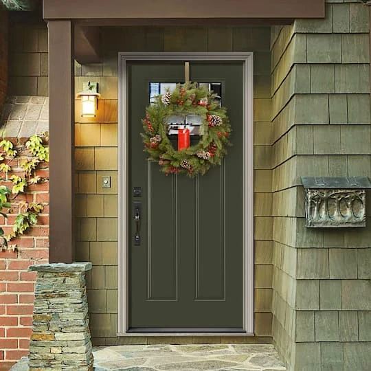 24" Feel Real® Bristle Berry Wreath With Red Electronic Candle, Red Berries & Cones 5 24" Feel Real® Bristle Berry Wreath With Red Electronic Candle, Red Berries & Cones - Image 3