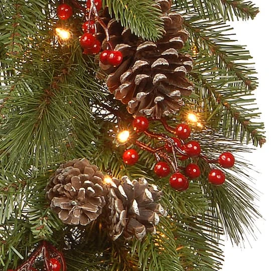 24" Feel Real® Bristle Berry Wreath With Red Electronic Candle, Red Berries & Cones 6 24" Feel Real® Bristle Berry Wreath With Red Electronic Candle, Red Berries & Cones - Image 4