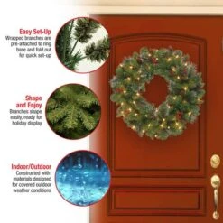 30" Crestwood® Spruce Wreath With Pine Cones, Red Berries, Glitter & Clear Lights 13 30" Crestwood® Spruce Wreath With Pine Cones, Red Berries, Glitter & Clear Lights -Northlight Shop D206635S 15