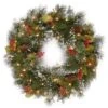 24" Wintry Pine® Wreath With Pine Cones, Red Berries, Snowflakes & Warm White LED Lights 1 24" Wintry Pine® Wreath With Pine Cones, Red Berries, Snowflakes & Warm White LED Lights -Northlight Shop D206668S 1