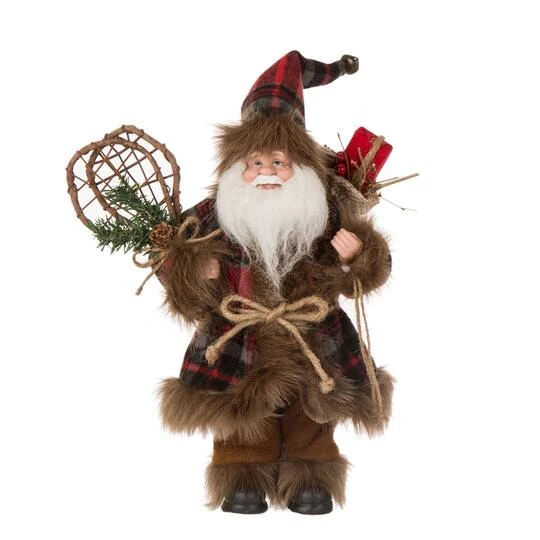 Glitzhome® 12" Standing Plaid Santa Figurine Table Top Decoration 4 Glitzhome® 12" Standing Plaid Santa Figurine Table Top Decoration - Image 2